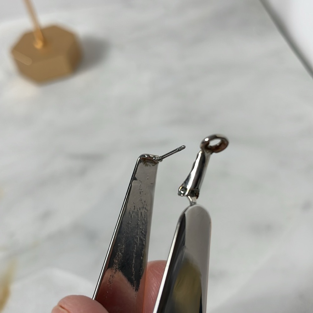 Vintage,Modern, Retro, Rectangular Silver Metal E… - image 5